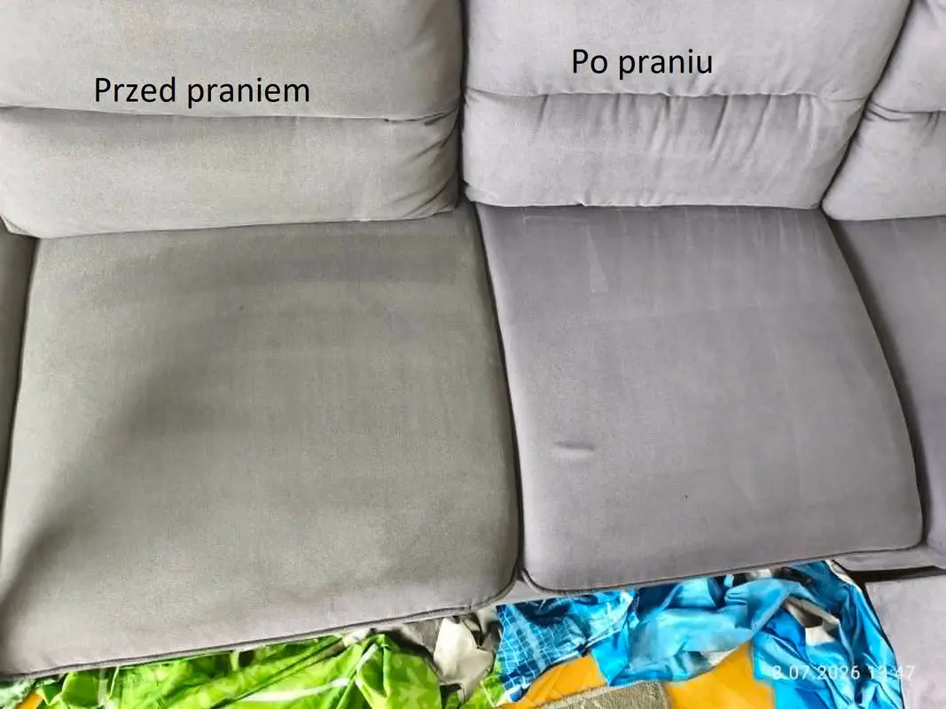 Siedzisko kanapy przed i po praniu